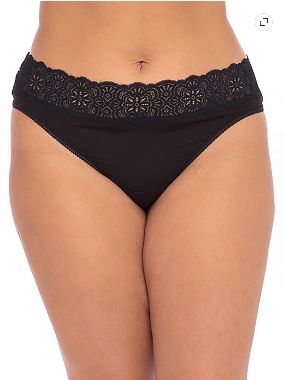 Wide Lace Waist Black Rayon Thong Panty size XXXL (22)